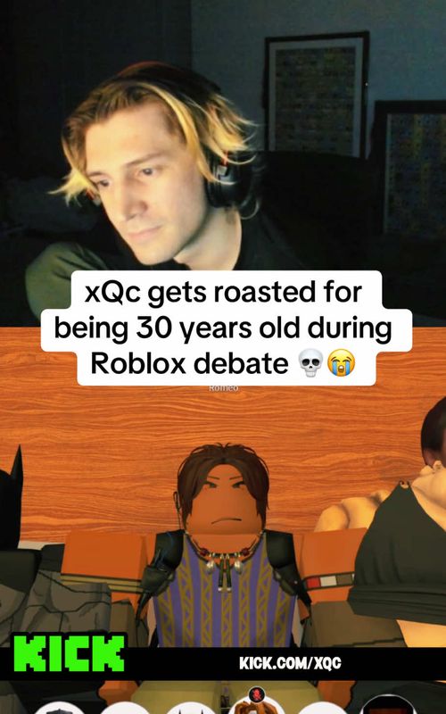 xQc got cooked for being old during Roblox debate 😭 #xqc #roblox #money #old #fyp 