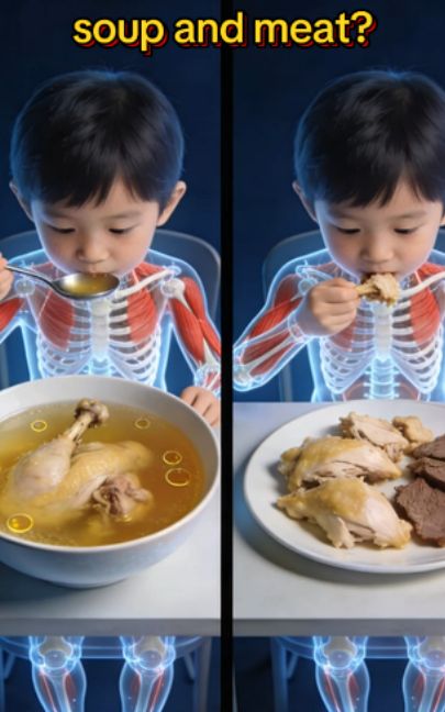 What if you’re missing the key nutrient? Many people believe soup is more nutritious. But in many cases,  broth contains limited protein while often carrying some fat and calories. The protein that supports growth and muscle is mostly found in the meat itself. Soup can be part of a meal— but it shouldn’t replace whole protein sources. #parentingtips #children #HealthTok #ChildHealth #ParentAdvice