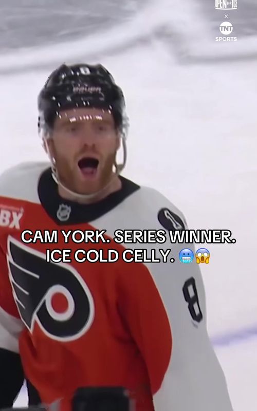 CAM FREAKIN' YORK. WHAT A CELLY. FLYERS MOVE ON TO ROUND 2 🤯🔥 #NHL #StanleyCup #philadelphiaflyers #clutch #celly 
