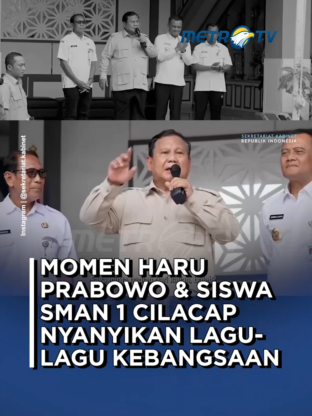 Momen haru Presiden Prabowo Subianto meminta hadiah khusus ke siswa SMAN 1 Cilacap untuk dinyanyikan lagu kebangsaan. #metrotv #tiktokmetrotv #beritatiktok #viral #beritaviral #fyp #presidenprabowo #sman1cilacap #prabowo #hadiahkhusus #lagukebangsaan #presiden #republikindonesia
