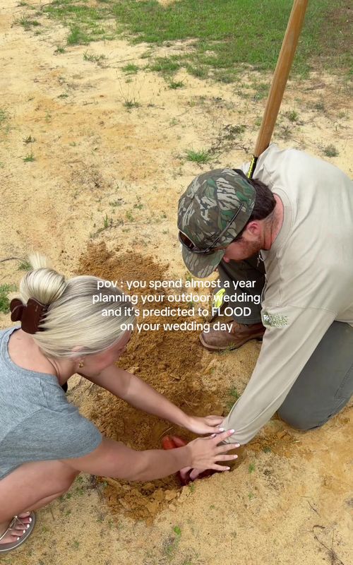 burying a sausage a day before your wedding brings good luck?!?! i’ll take it 🤞🏼🤞🏼 don’t mind my spray tan fit😅