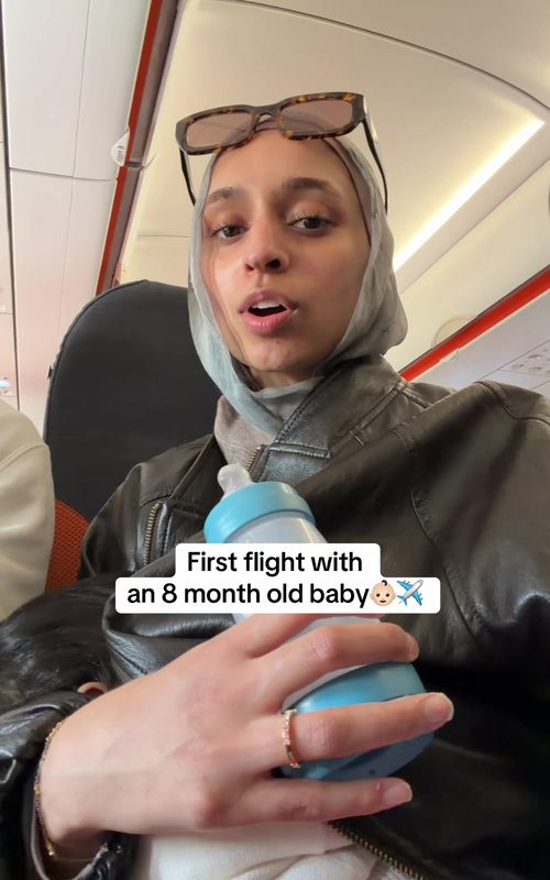 First fight with my baby, 🇮🇹alhumdulillah it went so well, we basically just couldn't nap had to keep eesa occupied at all times hahaha 👶🏻✈️🥹 #flywithme #travelvlog #traveltok 
