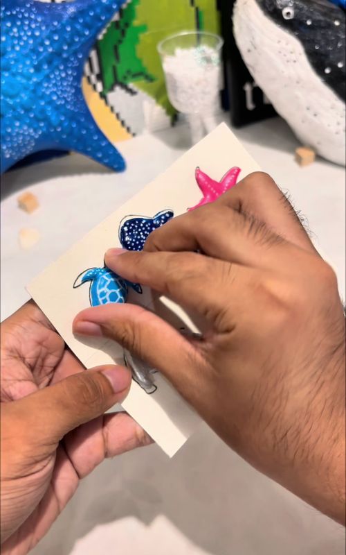 Handmade Sea Animal Stickers full tutorial 🌊🐢✨ Satisfying Ocean Craft Process 🐠 Puffy DIY Stickers Tutorial 🐙 Relaxing Handmade Art Video 🐚 Creative Sea Life Project 🦀 #whaleshark #turtle #stickers #DIY #craft 