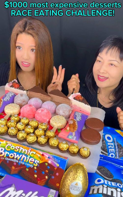 $1000 most expensive dessert race eating challenge #food #eating #mukbang #cake #mochi