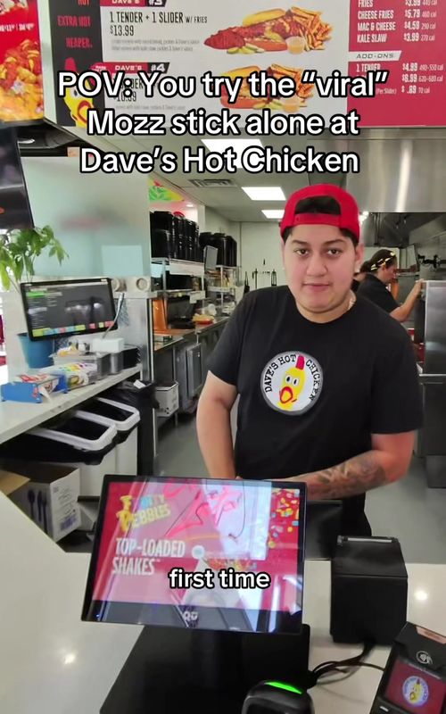 I didn’t realize how good Dave’s Hot Chicken is. It’s a bit expensive though for fast food. Ended up spending over $21 with tip. #cheesepull #daveshotchicken #eatwithme #mozzarellasticks #asmr @Dave’s Hot Chicken 