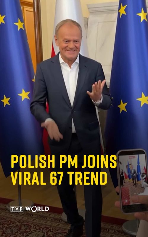 Polish Prime Minister Donald Tusk met with young people in a moment that quickly gained traction online.   In a video shared on his social media, Tusk is seen taking photos with a group of youths before being asked to perform the viral “67” move. The prime minister joined in, repeating the gesture twice at their request, drawing positive reactions in the comments.    #sixseven #Poland #meme #politics