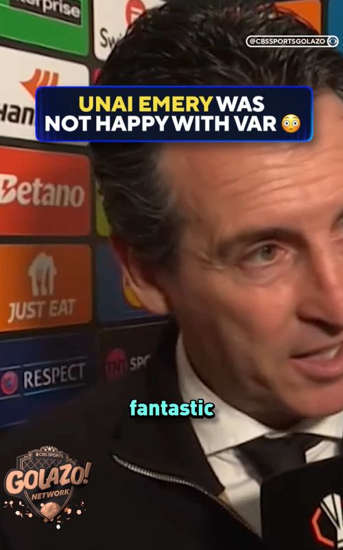 Unai Emery questions the decision to not look at Elliot Anderson's challenge on Ollie Watkins 👀 #unaiemery #astonvilla #uel #europaleague #forest 