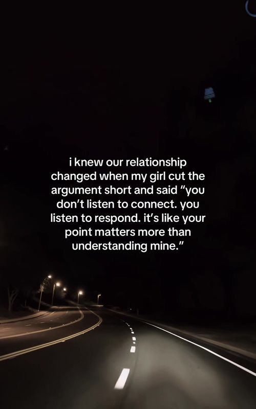 that kind of sentence doesn’t come from one argument, it comes from a pattern that’s been building over time. it’s what someone says when they’ve tried to express themselves before and kept walking away feeling unheard. when conversations start feeling like debates instead of connection, something deeper starts to shift. it’s no longer about solving the issue, it’s about defending your side, and that slowly takes the safety out of the relationship. because feeling heard isn’t just about words, it’s about intention. it’s about knowing the other person actually cares to understand you, not just reply. and once someone feels like they have to fight just to be understood, they stop opening up the same way. not because they don’t care, but because it starts to feel pointless.