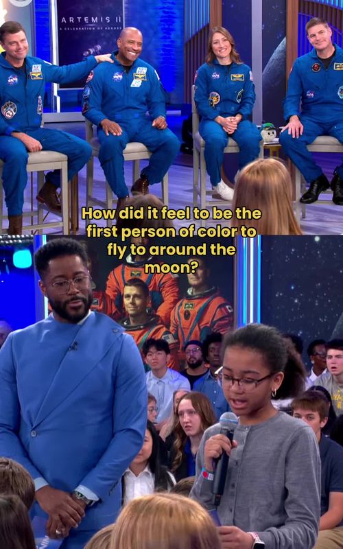 When asked about being the first person of color to fly around the moon, Artemis II astronaut Victor Glover said the crew "spent a lot of time thinking about us" and not as individuals, crediting teamwork as one of the reasons the mission was successful. "I spent a lot of time thinking about this patch and this patch," said Glover, while pointing to the NASA and U.S. flag patches. "And not this patch," he said, pointing to his name tag. #artemis 