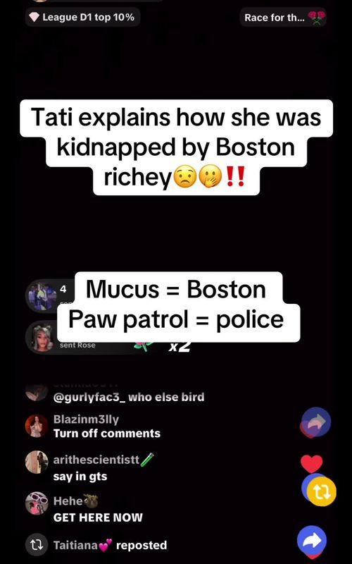 Tati explains on live how she was kidnapped 😱🫢‼️ #tati #tatianachanell #bostonrichey #fypシ゚viral 