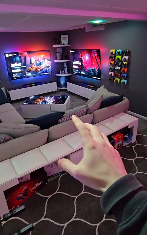 Rate my CRAZY GAME ROOM!? 🔥👇 #gaming #gamingontiktok #ps5 #setup #gamer #fyp #gamingsetup #tour 