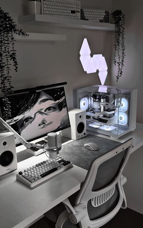 White setup🤍 #tech #techtok #fyp #fy #white #setup #gaming #GamingSetup #edit #pc #gamingpc 