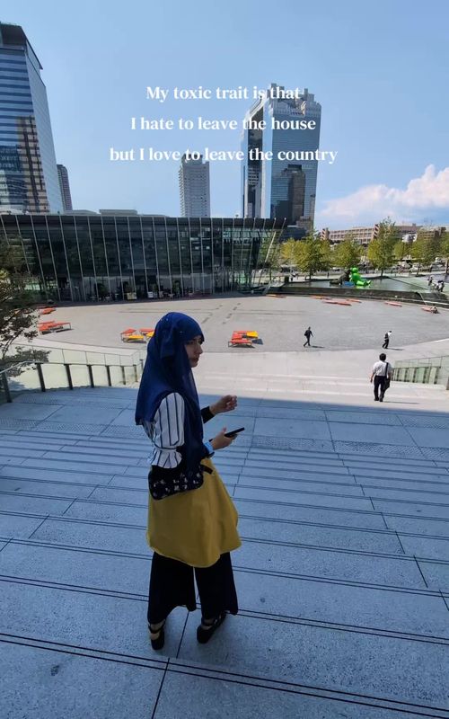 The paradox of loving your peace but craving the world. 🌎✨ I’ll avoid a phone call at all costs, but I’ll happily navigate a subway system in a language I don’t speak. 🏮🚶‍♀️ #traveltok #travel #travelmeme #hijabi #solotravel 