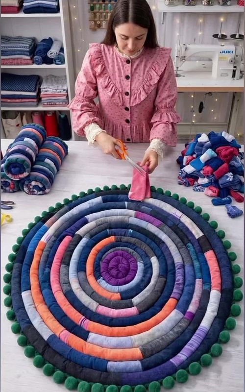 Old Socks Transformed into a Plush and Cozy Floor Rug for Your Home | Creative DIY Decor Idea That Stands Out #sockcraft #upcycle #homedecor #foryou #fyp 