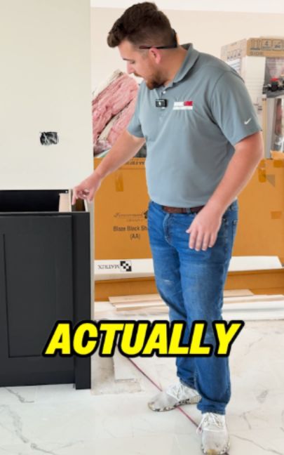 This is how you make cabinets look custom 👀 Brad highlights a small design move with a big impact—adding an extra panel at the end of the cabinet run to create a finished “post” look. It’s a simple upgrade that gives standard cabinets a more high-end, built-in appearance. For homeowners across the Tampa Bay area, this is a smart detail for any kitchen renovation or cabinetry project. Because the edges matter just as much as the center. #construction #HomeImprovement #tampa #familybusiness