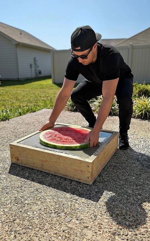 I turned a Watermelon into a Galaxy Sink! Watch this incredible DIY transformation! From a simple watermelon mold to a stunning galaxy-themed concrete sink. The final result is pure luxury! ✨ #DIY #HomeImprovement #ConcreteArt #WatermelonHack #InteriorDesign