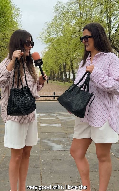 Replying to @Bay Poredos Did the full outfit cost reveal surprise you, and which would you buy?👀 #fashiontiktok #highstreetfashion #designerclothes #outfitchallenge #streetinterview OOTD, spring fashion spring outfit, cost spring aesthetic, mini mic, TikTok challenge, high street outfit, affordable outfit, budget outfit
