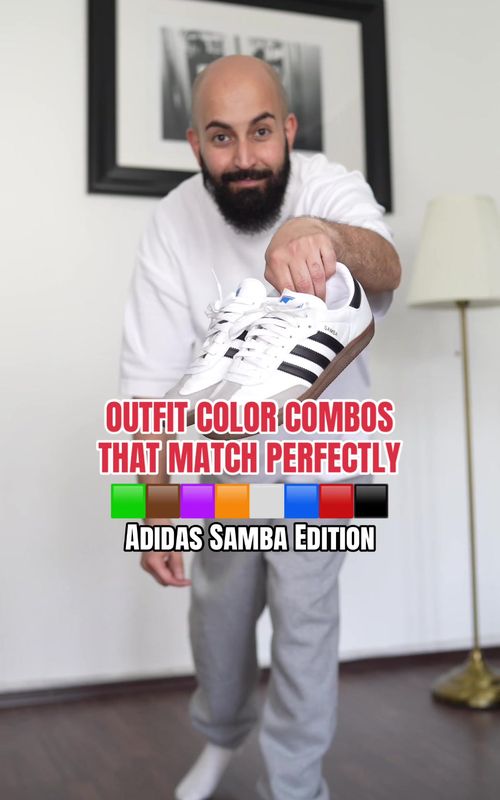 Outfit Color Combo That Match Perfectly 🟥🟩⬜️🟨⬛️🟪🟧🟦 Adidas Samba Edition 👟 #colorcombo #adidassamba #streetwear #mensfashion #TikTokFashion 
