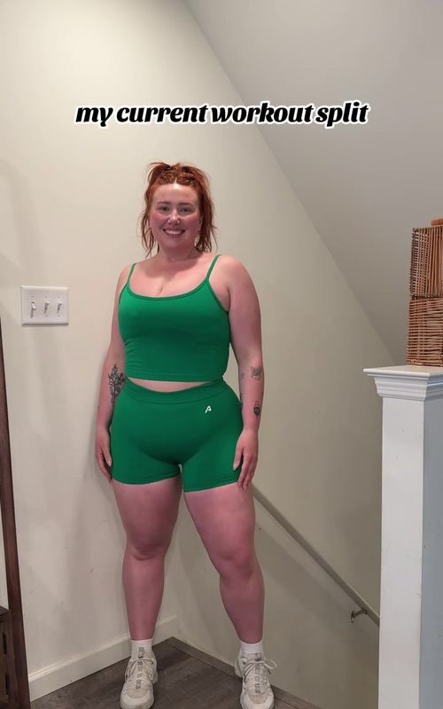 my updated workout split since I added in some running!! going into my third week & im feeling good :)  I’ve talked a lot about this on my YT channel but my goal is to build my endurance to help with hiking and just improve my conditioning overall. My workout routine very much changes with the seasons and I love getting outside in the spring and summer when I feel most motivated to move. I tend to do way less cardio in the winter. It’s just what works for me and makes me happy. Any movement that moves you is good movement :)  #workoutroutine #runningmotivation #gymroutine #workouts 