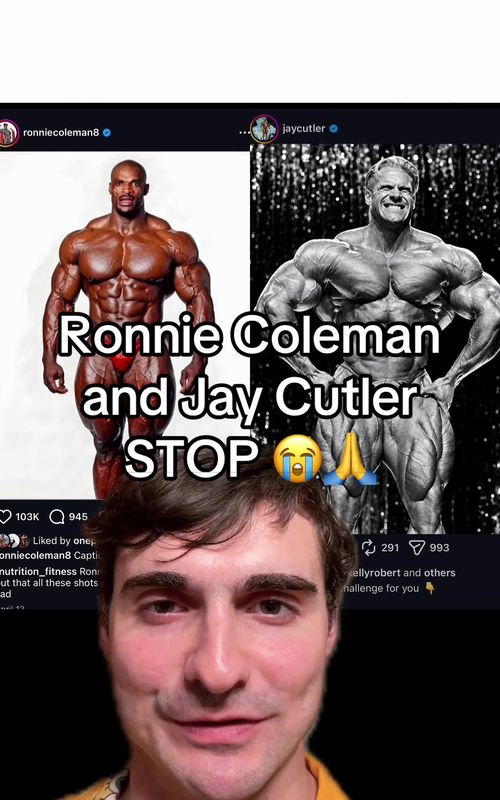 You guys are the literal goats of bodybuilding. Your stage pics are perfect 😭🙏 - - - #bodybuilding #ronniecoleman #jaycutler #gym #mrolympia 