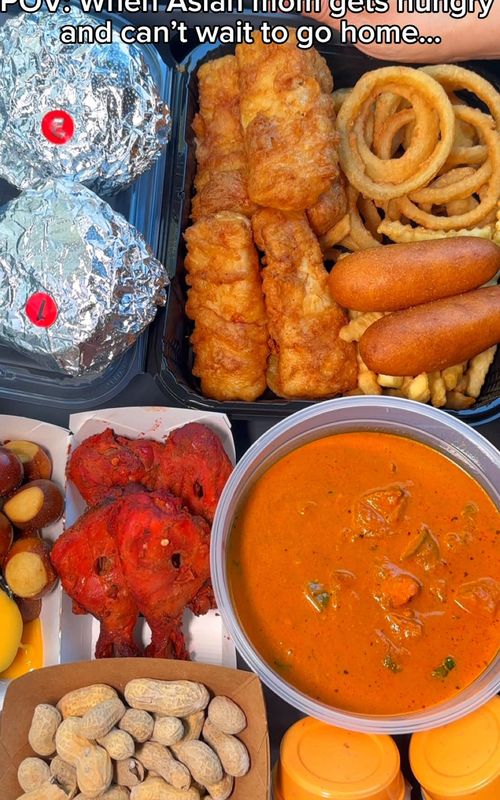 When Asian mom gets hungry and can’t wait to go home… #food #eating #burger #indianfood #asmr