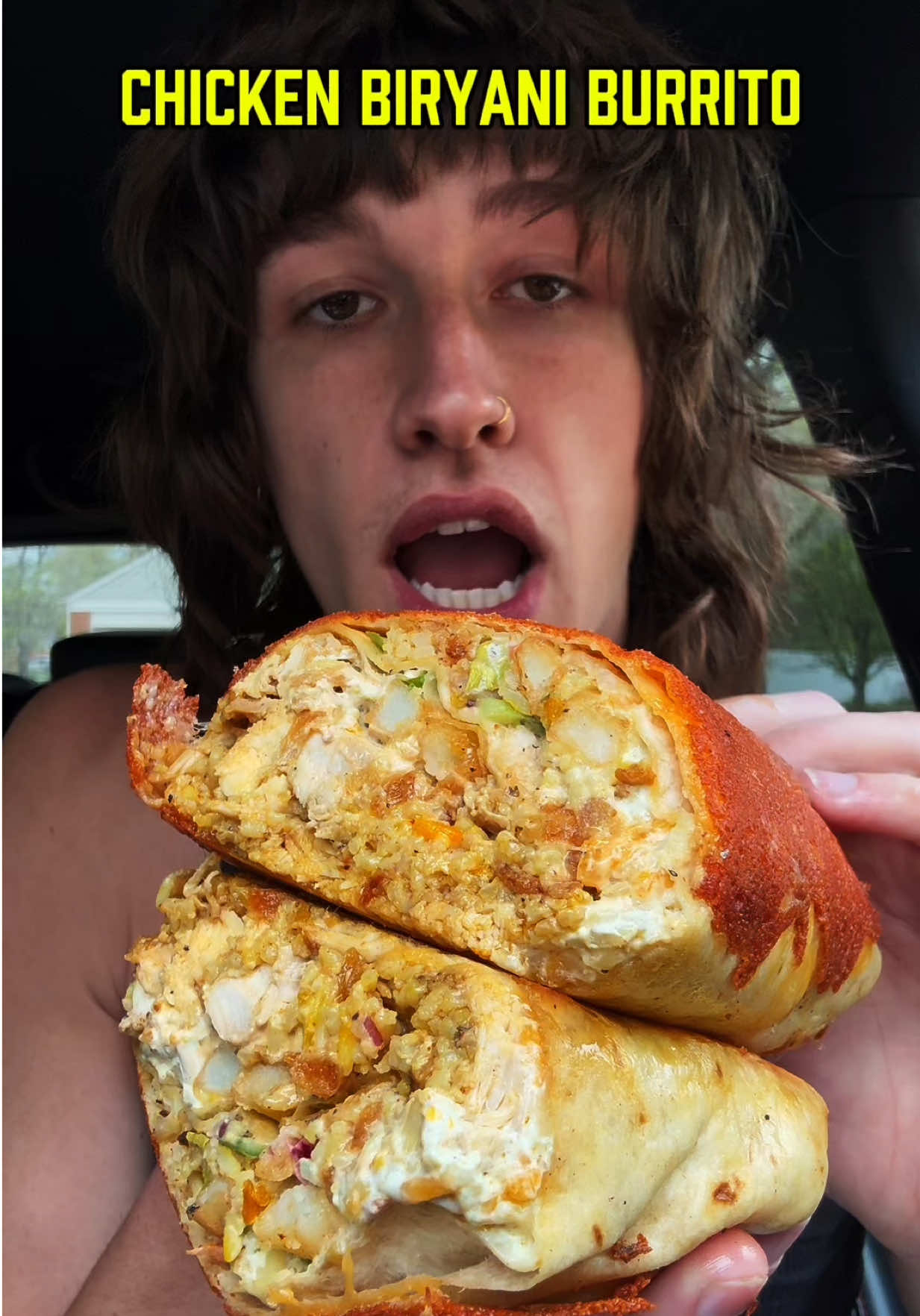 chicken biryani burrito 🌯 #mukbang @ohmychaius 