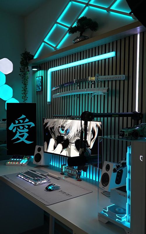 Gojo Setup…PC Gaming Room #fyp #whitesetup #white #pc #setup #techtok #tech #pcgaming #pcbulid #Anime #Gojo #gojousatoru #gameroom #creatorsearchinsights 
