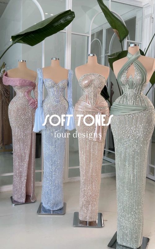 Soft tones, sharp details. Available Now. #eveningdress #luxuryfashion #dress #hautecouture #customdress 