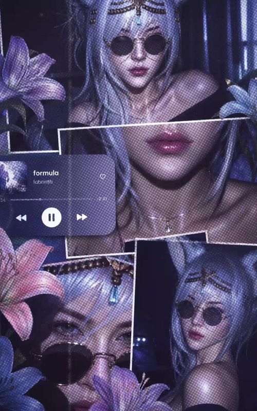 Marattok sundor 🫠💐 create an altra-realistic Cinematic collage of a young women using the uploaded face exactly. The image is composed of multiple rectangular photo panel’s layerd verticality and diagonally, creating a scrapbook-style layout. each panel shows close-up and mid-shot portraits of tge same girl in a dim indoor room. Lighting:bluish, cool direct flash lighting hitting the face from the front-left, creating high contrast, deep shadows, and a glowing skin effect. The background remains dark with visible window curtains slightly illuminated. Harsh highlights on cheekbones, nose, and lips. slight film grain and soft blur for a dreamy vintage feel. color geading:intense blue-purple. High saturation, slightly crushed blacks, and glowing highlights. subject staying:messy tied-back hair with loose strands falling on the face, glossy lips, subtle eyeliner, dewy skin. wearing a delicate necklace with small pendants and a casual off-shoulder back top:composition details: Top panel:serious expression, looking directly at the camera. Middle panel:cropped lips and necklace close-up. Bottom left:extreme close-up of eyes with strong shadow split across the face. Bottom right:angled portrait with soft side gaze. panels overlap slightly with uneven spacing for an aesthetic collage look. Overly elements: And realistic flower sticker(lilies in blue,purple, pink) placed around the college. Add a music player UI card in the center-left area with a soft rounded design. Music player text: Title:"formula" Artist:"labrinth" Include minimal playback bar and icons (play/pause. skip). Final touches: Slight glow/bloom e effect on highlights subtle vignette around edges Flash photography look. like taken on a digital camera at night (Lilies in blue. purple, pink)placed around the college. Add a music player UI card in the center-left area with a soft rounded design. Music player text: Title:"formula" Artist:"labrinth" Include minimal playback bar and icons (play /pause, skip). Final touches: Slight vignette around edges Flash photography ar night Maintain natural skin texture, avoid Over-smoothing Make it more e #foryou #trending #fyp #foryoupage #funny @TikTok Bangladesh @Garena Free Fire Bangladesh 