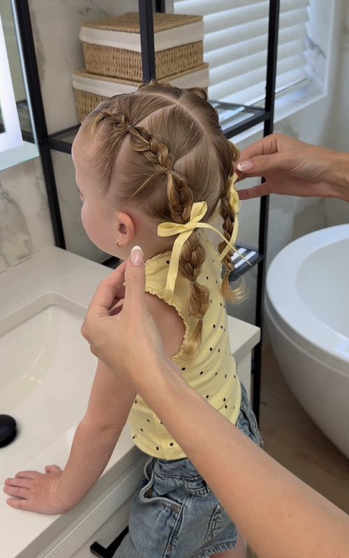 Bubble braids??? Bubble BRAIDS!!!🫧✨😍 try these cuties for your next hair styling moment!!💛💛💛  Tip!! Make braided sections a little longer than you think, secure into the section, and then remove original elastic used to hold the little braid section!  #easytoddlerhair #toddlergirlhairstyles #easyhairstylesforkids #braidedhairtutorial #hairforgirls kids hairstyles toddler girls hair inspiration hairstyles for kids viral hairstyles