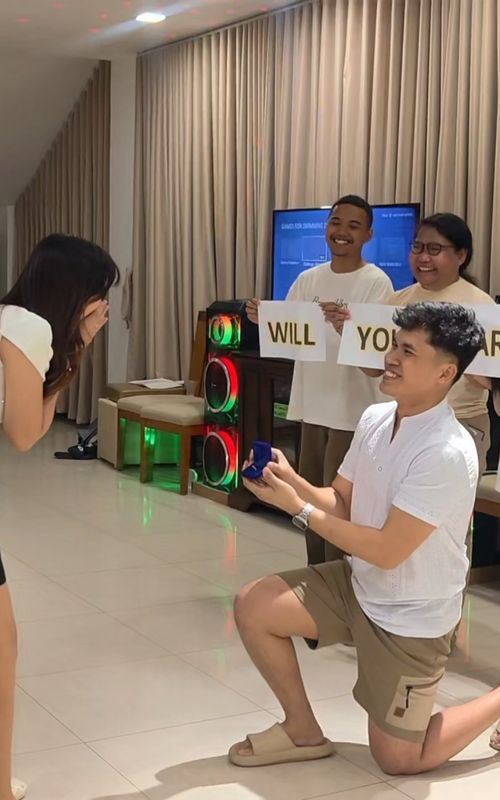 After 14 years of love, growth, and prayers… I said YES to forever 🥹🫶 #proposal #highschoolsweethearts  #surpriseproposal #engaged #engagement 