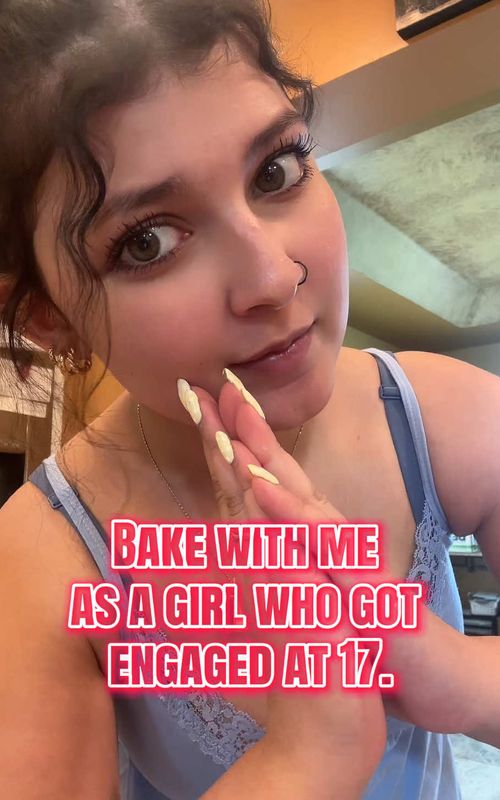 Learning to cook as a girl who got engaged young!💍🧁😋#engaged #youngengagement #proposal #engaged #teenagersengaged 