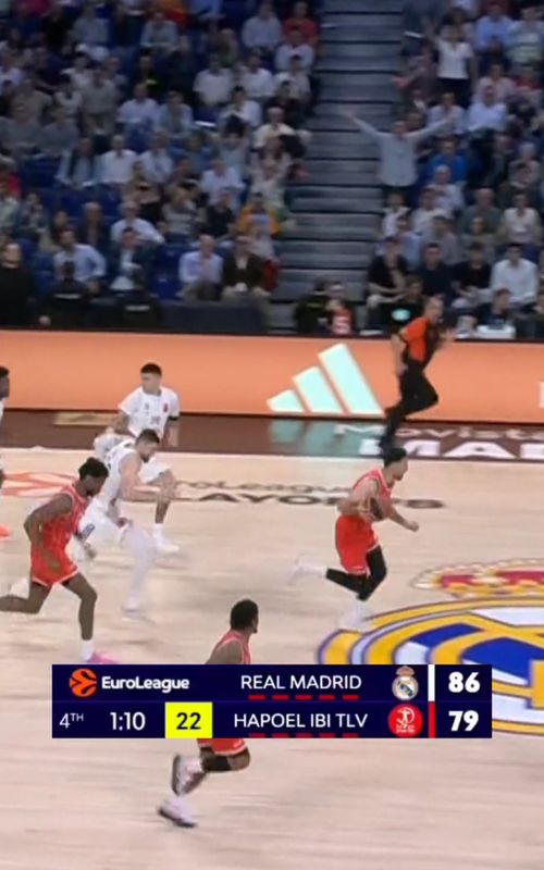 Huge lead, suddenly it got TIGHT 🤯 Final Minutes Real Madrid vs Hapoel Tel Aviv (Game 1) #euroleague #basketballtiktok #highlights 