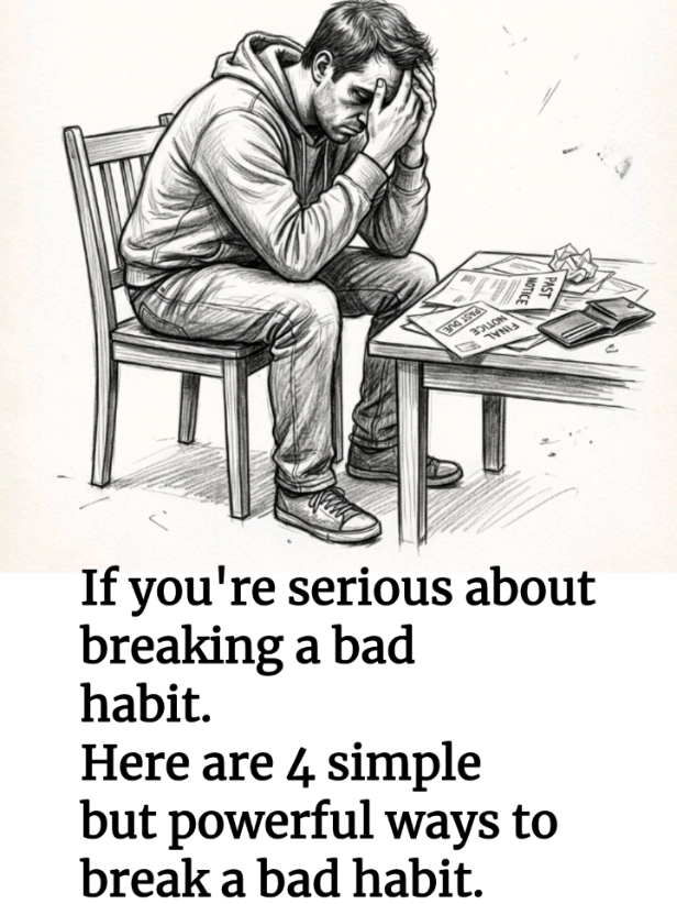 If you're serious about breaking a bad habit. Here are 4 simple but powerful ways to break a bad habit. #growthmindset #personaldevelopment #selfhelp #SelfImprovement #personalgrowth 
