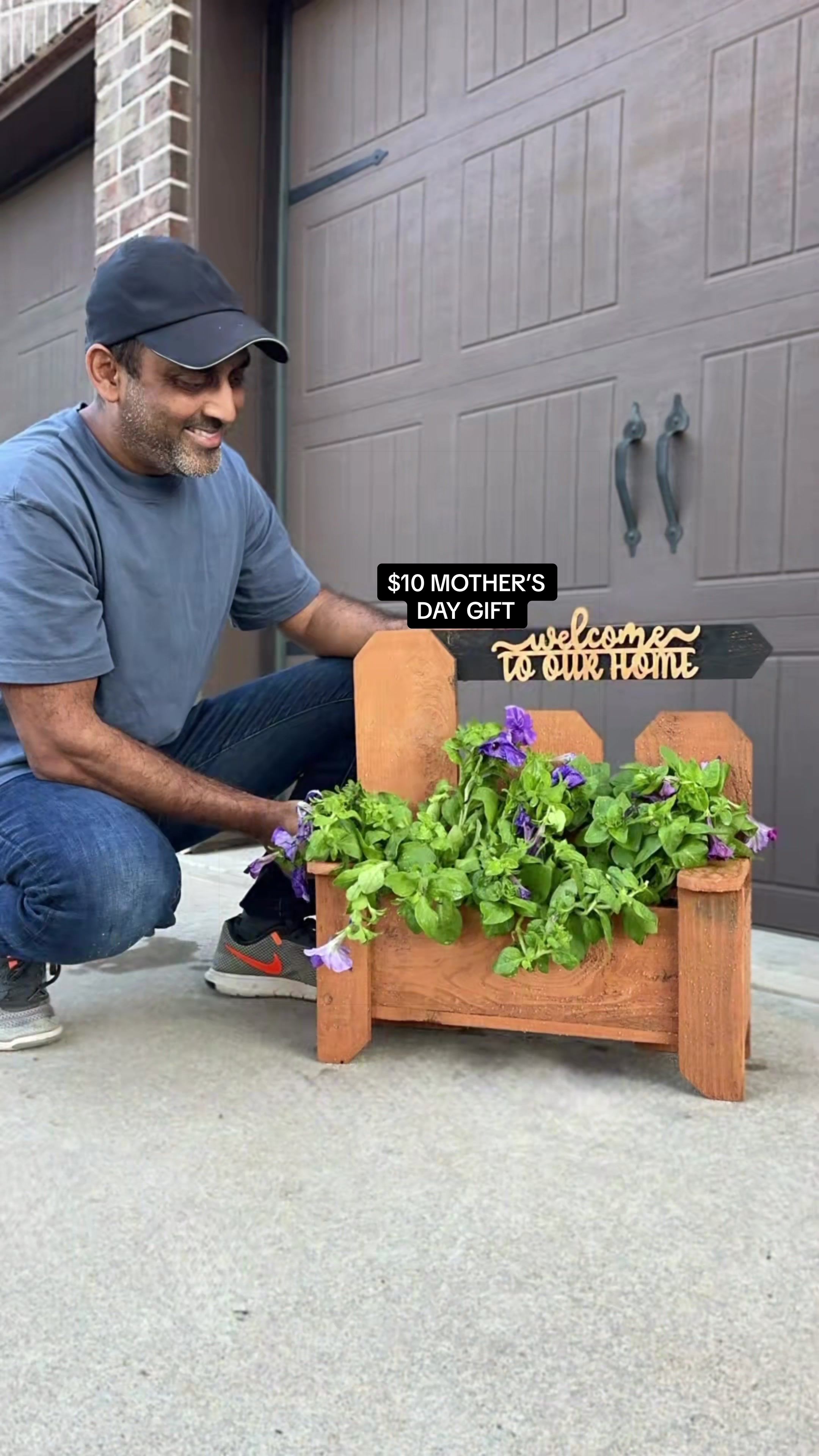 Rain or shine...l made this for my mom. Because she's always there for me. ~$10 for 3 boards and a little creativity. Cut list (simple): - ﻿front legs 9" (vertically cut) - ﻿back panel 14", 16", 20" - ﻿planter box 18" with 6" sides - ﻿arm 7" (vertically cut) - ﻿arrow 19" (vertically cut) Honestly better than anything I could've bought.  Would you add anything? #diyprojects #mothersdaygift #woodworking 