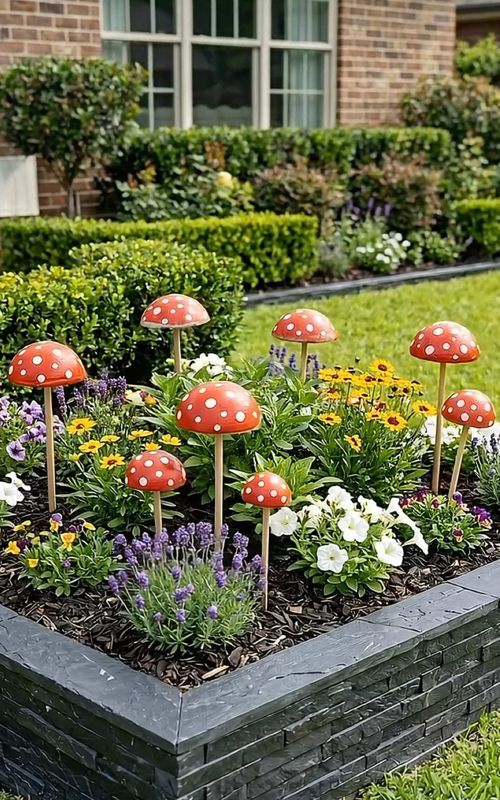 Neighbors Will Be Jealous! Cheap & Easy Garden Decor 🍄✨ Looking for unique garden and backyard ideas? In this video, I’ll show you the craziest yet most genius DIY life hack for creating outdoor decor with your own hands! 🍄✨ Who would have thought that an old bra and a little bit of cement could turn into such beauty! We are making bright garden mushrooms (toadstools) out of concrete, using women's lingerie as a hilarious and creative mold for casting. This is not only a funny and unconventional process, but also a great way to make stylish decorations for your flower bed almost for free. Watch this short until the very end to see the incredible transformation — from a weird concrete pour to a stunning garden bed with cute red mushrooms! This DIY concrete decor is weatherproof, will enhance your landscape design, and will definitely surprise all your guests. The perfect backyard craft for those who love creativity, upcycling, and cozy outdoor living spaces. 👇 What do you think of this garden craft idea? Would you dare to try this tutorial or is it too crazy? Let me know your thoughts in the comments! Don't forget to drop a like if this made you smile, and subscribe to the channel so you don't miss new cool crafts, design ideas, and useful life hacks for your home and garden! #diyprojects #gardenhacks #concretecrafts #funnydiy #gardendecor