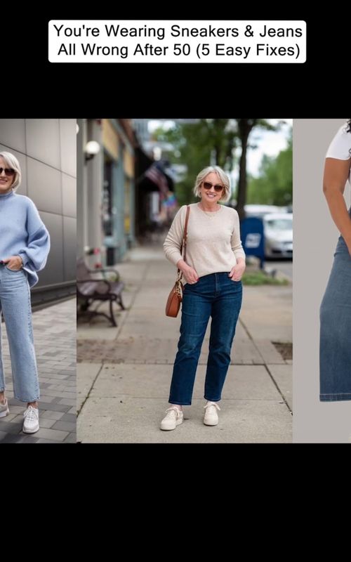 You're Wearing Sneakers & Jeans All Wrong After 50 (5 Easy Fixes) #fashionover40 #classy #elegantfashion #StyleAfter50 #QuietLuxury #fashion #fashiontiktok #womenover60 #fashionmistakes #fashiontops #StyleOver50