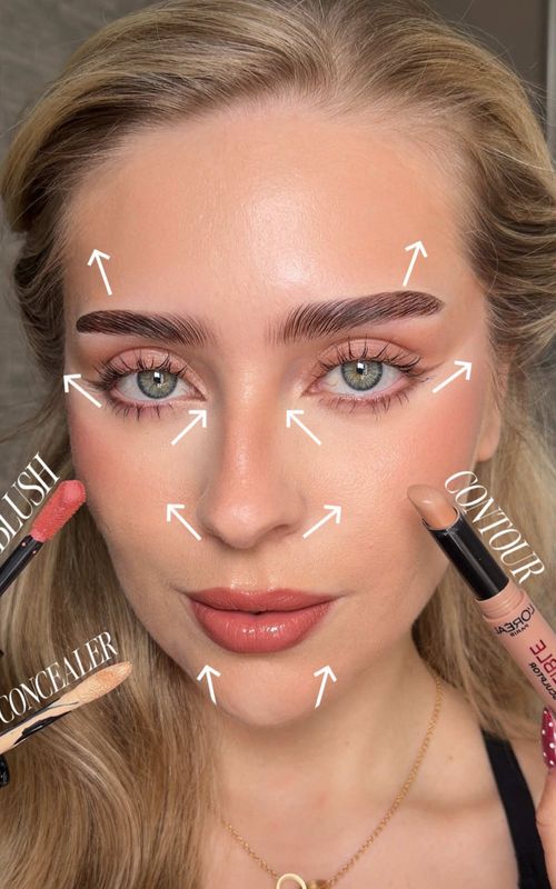 makeup placement for a face lift effect⭐️ remember to save it for later <3  products i used:  @Armani beauty luminous silk concealer in shade 2  @L'Oréal Paris UK infaillible face sculptor contour stick in ‘fair light-contour’  @YSL Beauty make me blush liquid blush in shade 44  #makeup #makeuphacks #makeuptips #beautyhacks #contour 