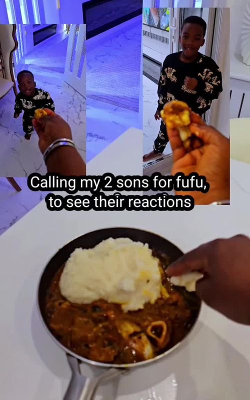 Calling my 2 sons for fufu,  to see their reactions 