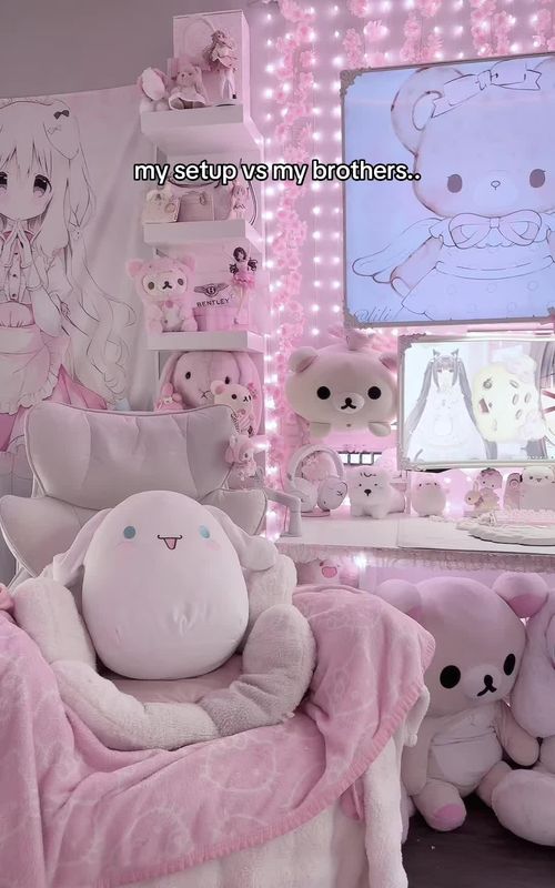 my parents really raised 2 different types of kids… #cutecore🎀🦴🍮🐾 #kawaii #pinksetup #GamerGirl #GamingSetup