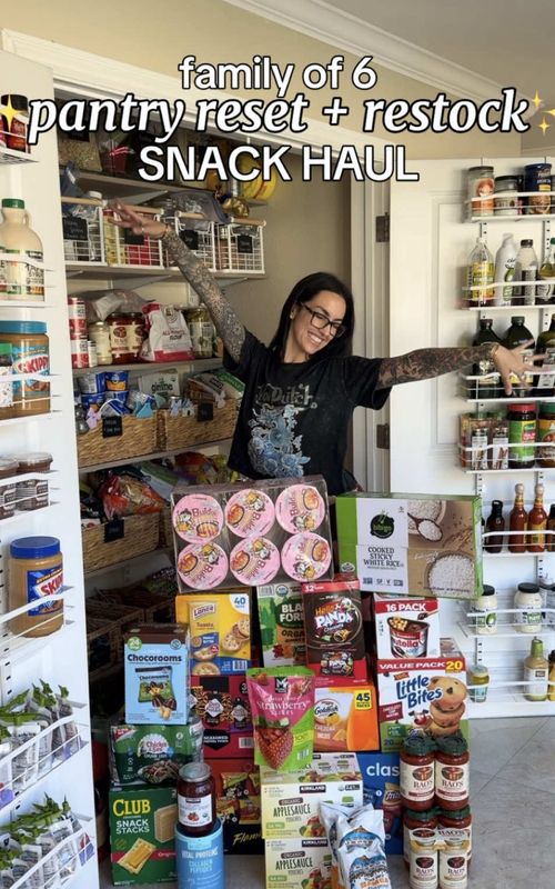 let’s restock + reset the pantry for my 4 tiny freeloaders who snack like grown men 🫠 hot mess type b mom | mom of 4 (4 & under) | pantry reset | organize with me | kid snacks | toddler snacks | pantry restock | grocery restock | snack mom | hot mess mom | type b mom | snack haul | family of 6  #relatablemom #motherhoodunfiltered #pantry #organizewithme #momlife 