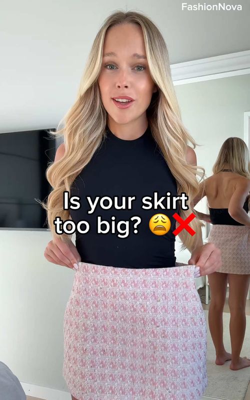 Skirt too big? 😅 @Fashion Nova Try this easy fashion hack to make it fit tighter 😍 My outfit today 👇 Tweed Romance Blazer Tweed Romance Corset Top Tweed Romance Mini Skirt #skirthack #fashiohack #stylingtips