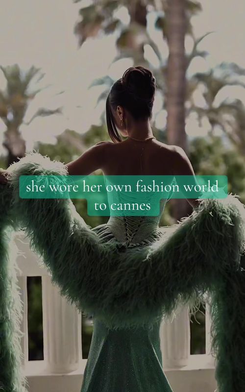 marinela has publicly linked her cannes appearance with malliny, her fashion brand. that makes the moment more interesting: it is not just a red carpet look, it is also personal branding, design, and influencer strategy in one clip. #marinelabezercannes #cannesfashion #luxuryfashion
